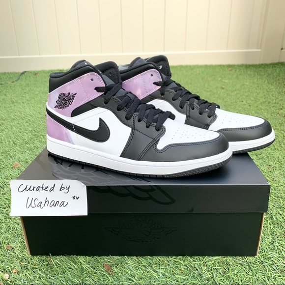 Men’s Nike Air Jordan 1 mid white black shoes - Picture 3 of 4